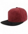 Trendy Apparel Shop Plain Corduroy Textured Suede Flat Bill Snapback Cap - Burgundy Black - CQ185R5I6C9