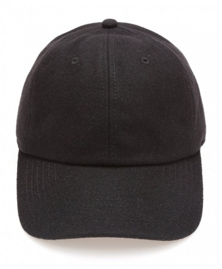 MIRMARU Men's Wool Blend Baseball Cap With Adjustable Size Strap - Black - CK187NI5XED