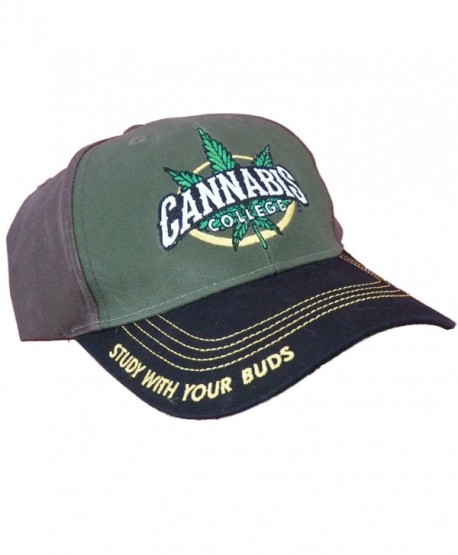 Cannabis 420 Marijuana Themed Ball Cap Hats - Cannabis College Green Front - C011VAME3D3