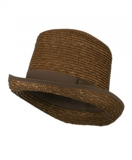 Wheat Braid Top Hat Fedora - Brown - CU11K1CO4ZL