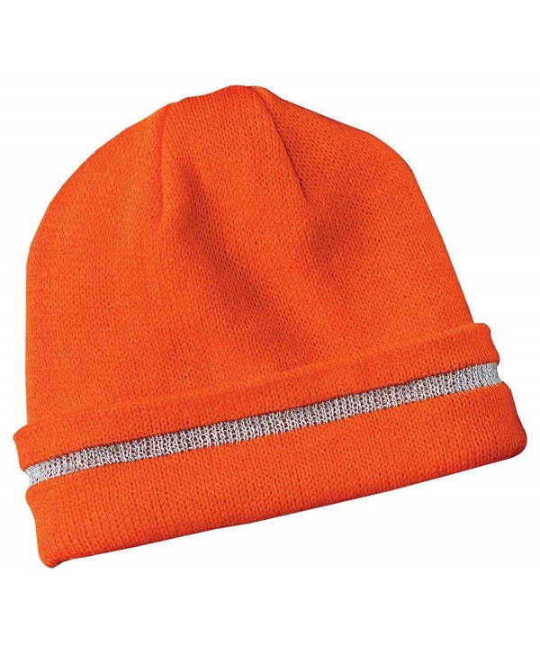 Safety Beanie Cap with Reflective Stripe- Color: Orange- Size: One Size - CL11277ABQD