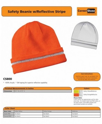 Safety Beanie Reflective Stripe Color in Men's Skullies & Beanies