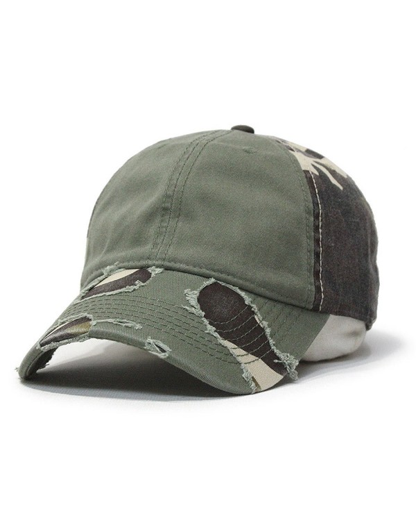 Camouflage Distressed Profile Baseball Adjustable - Olive Green/Brown Camo - CE124M8DBF3