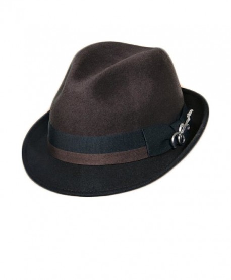 Dorfman Pacific Carlos Santana Bogart Fedora Hat (Brown & Black- Small/Medium) - C211FTZE4B9
