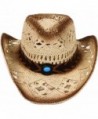 Simplicity Western Men / Women Cowboy Straw Hat with Leather Band - Natural - CC11D2CQ9JV