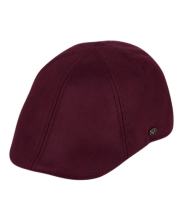 Faux Suede Leather Newsboy Flat Cap ivy Driver Hunting Hat - Burgundy - CM12NTY228B