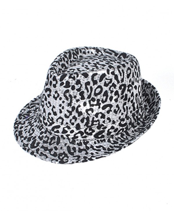 Exotic Leopard Pattern Fedora Hat - Black & White - C811DP71CR7