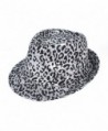 Exotic Leopard Pattern Fedora Hat - Black & White - C811DP71CR7