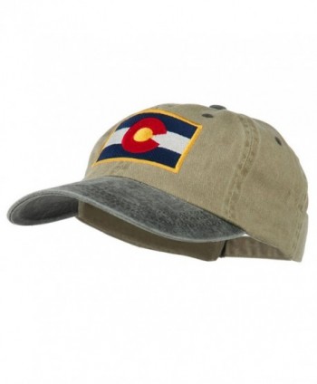 Colorado Flag Embroidered Two Tone Cap - Khaki Black - C811Q3SXPO3