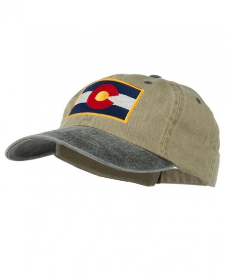 Colorado Flag Embroidered Two Tone Cap - Khaki Black - C811Q3SXPO3