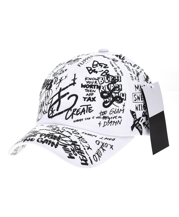 WITHMOONS Baseball Cap Graffiti Art Tattoo Graphic Hat AL1706 - White - CS1820XI5S4