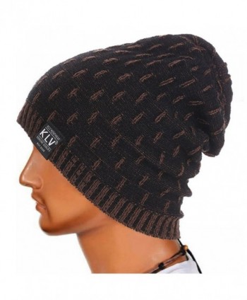 Foutou Men Winter Knitted Wool Slouchy Cap Ski Beanie Skull (Black) - C412N0KZC8E