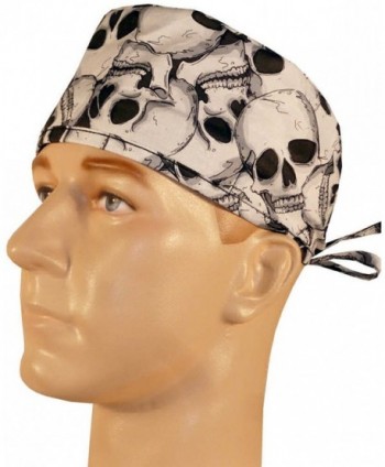 Mens and Womens Medical Cap - Large Skulls on Black - C012ELBTVZZ