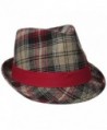 Henschel Men's Wool Blend Plaid Fedora With Solid Band and Loop - Red - CW12H9AJSPR