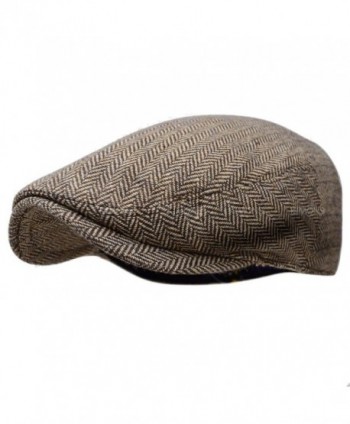 Herringbone Ivy Hat Wool Stripe Gatsby Cap Golf Driving Flat Cabbie Newsboy - Color 1-brown - CF186XZ8ONG