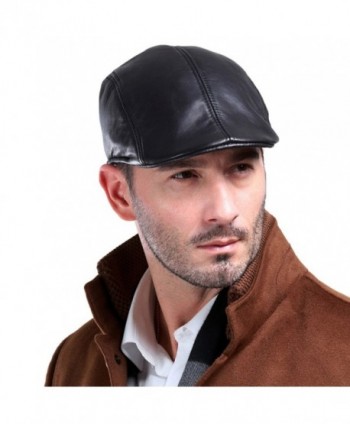 Men's Real Leather Fashion newsboy IVY Cabbie Cap Gatsby Flat Golf Hat ...