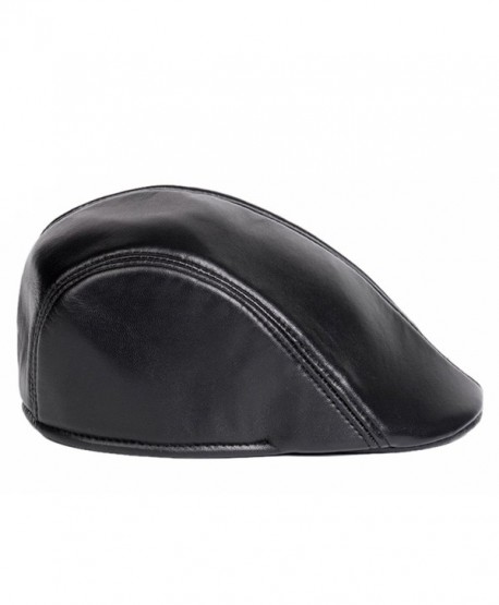 Men's Real Leather Fashion newsboy IVY Cabbie Cap Gatsby Flat Golf Hat ...
