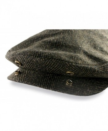 Mens Brown Wool Herringbone Driving in Men's Newsboy Caps