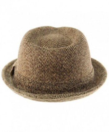 Herringbone Winter Fedora Uprturn Hat in Men's Fedoras