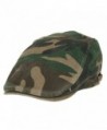 ililily Camouflage Pattern Washed Cotton Golf Hat Flat Strap Newsboy Cap - Olive Military - CZ11JS6L0VH