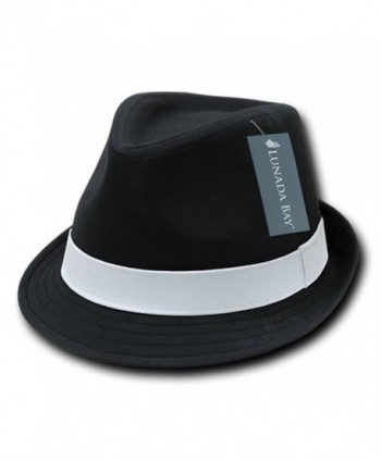 LUNADA BAY Sweatband Basic Poly Woven Fedora Hat - Black White - C312D827501