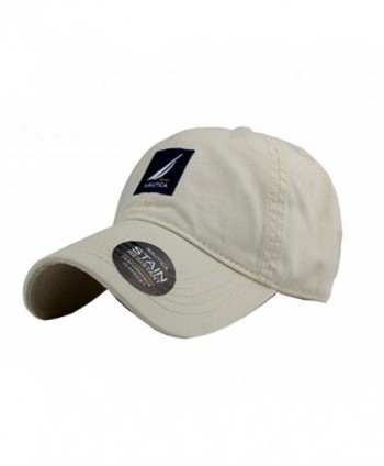 NAUTICA Embroidered Logo Solid Color Adjustable Baseball Hats For Men and Women - Beige - CK12DC2LMAZ