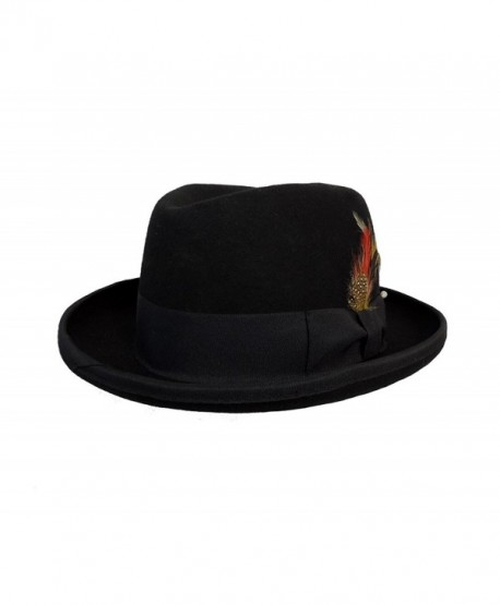 Men's Wool Felt Godfather Fedora Hat Black - CG11UB94C8D