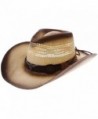 Enimay Western Outback Cowboy Hat Men's Women's Style Straw Felt Canvas - Beige/Brown Bullhead - CM1854NYS5X