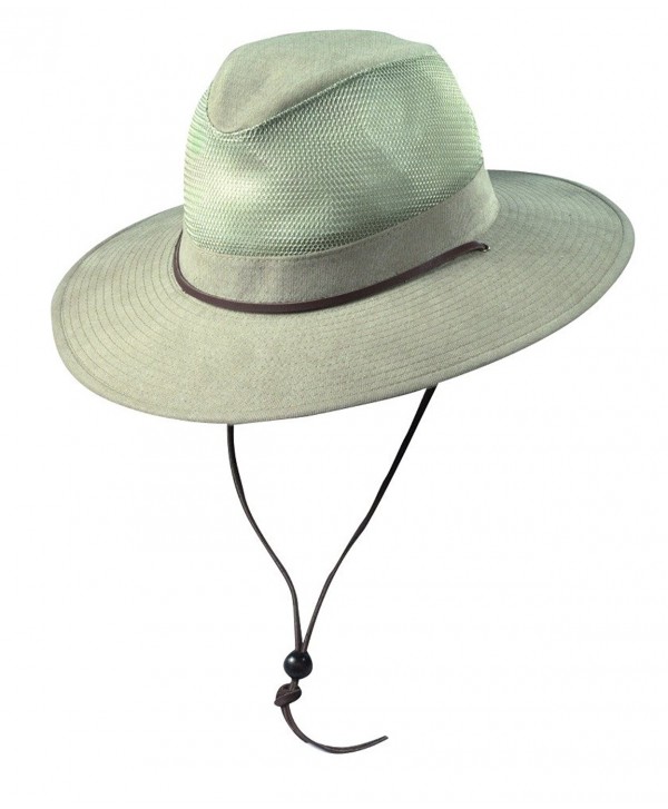 Dorfman Pacific Men's Cotton Big and Tall Mesh Safari Hat - Khaki - C811VOP9XVT
