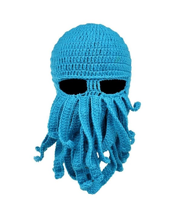 Alohaa Beard Hat Christmas Beanie Hat Knit Hat Winter Warm Octopus Hat Windproof Funny for Men & Women - Blue - CC12O5FCINM