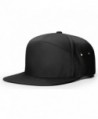 Richardson 7 Panel Cotton Twill Structured Camper Hat Adjustable Leather Strapback - Black - C3188U5WRX2