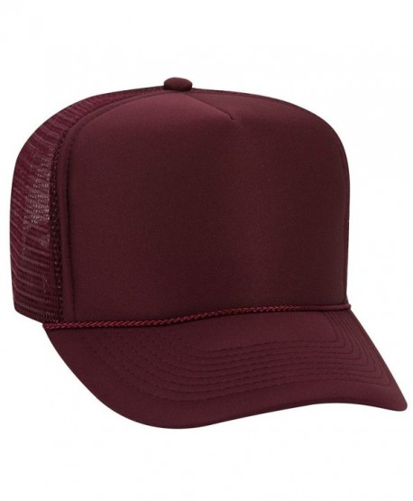 Otto Polyester Foam Front 5 Panel High Crown Mesh Back Trucker Hat - Maroon - CN12EXF1SG9