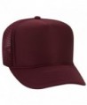 Otto Polyester Foam Front 5 Panel High Crown Mesh Back Trucker Hat - Maroon - CN12EXF1SG9