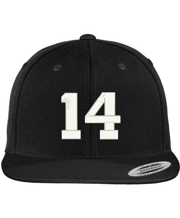 Trendy Apparel Shop Number 14 Collegiate Varsity Font Embroidered Flat Bill Snapback Cap - Black - CR12FS7YNJF