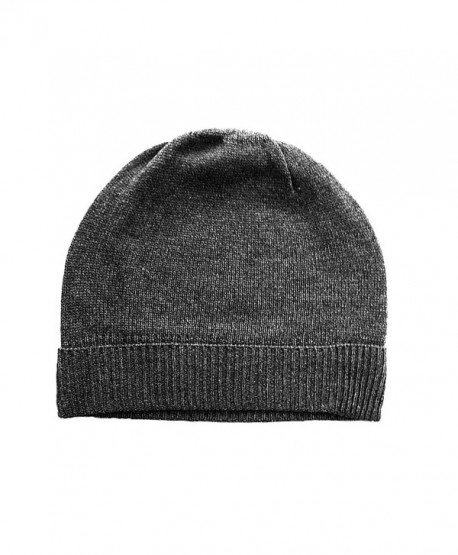 Charcoal Gray Pure 100% Cashmere Beanie Hat Unisex - C9117DVCQ71