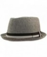 SK Hat shop Men's Linen Cotton Light Tweed Porkpie Derby Fedora Musician Jazz Hat - Gray - C617YTOTX7R