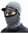 Winday Windproof Ski Face Mask Winter Hats Warm Knitted Balaclava Beanie Hat with Visor - Black1 - CE186R9C8YA