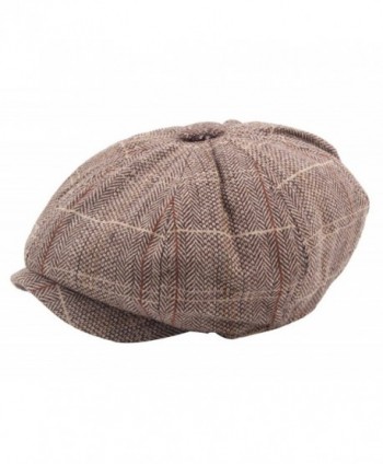 Men's Cotton Flat Ivy Gatsby Newsboy Hunting Hat Octagonal Hat Beret Cap - Coffee - CR185TO24US