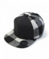 Premium Wool Blend Plaid Adjustable Snapback Baseball Cap - Heather Black/Black - C612MS8DNCP