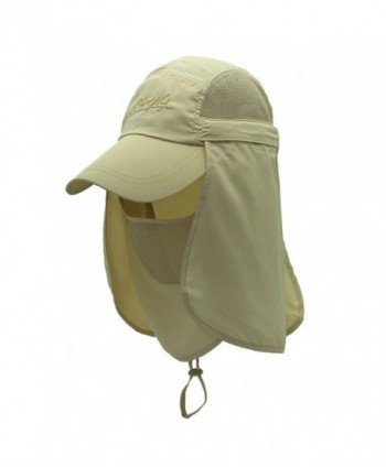 Surblue Quick-Drying Outdoor Cap UV Protection Sun Hats Fishing Hat Neck Face Flap Hat UPF50+ - Khaki - CA17Z3YIK3L