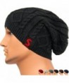 REDSHARKS Unisex Baggy Beanie Slouchy Knit Caps Skull Hats Cable Design DL1023 - Black - C6128YZ0OCD