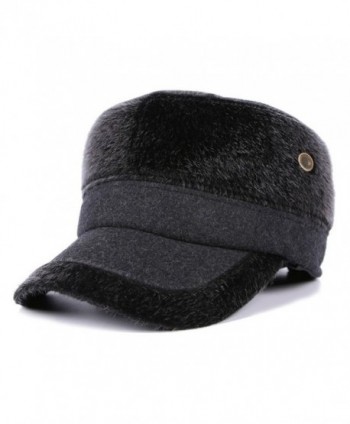 WETOO Men's Winter Woolen Tweed Peaked Baseball Cap Hats With Fold Earmuffs - Grey - C81890A25TH