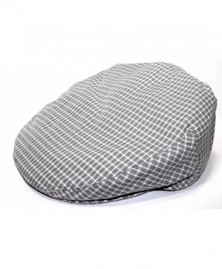 Mens Plaid Golfing Beret Summer Flat Ivy Driving Cabbie Cap Hat Ivy Newsboy - Grey Window Check - CJ11UCVXCJF