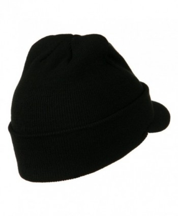 Cuff Knitted Beanie Visor Bill in Men's Skullies & Beanies