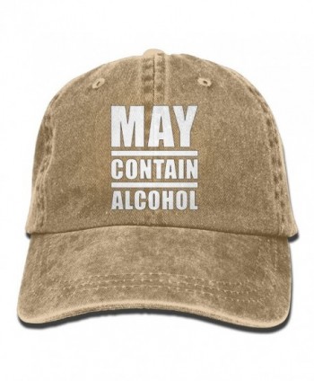 Unisex May Contain Alcohol Yarn-Dyed Denim Baseball Cap Adjustable Outdoor Sports Cap For Men Or Women - Natural - CT187CRI4E3