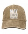 Unisex May Contain Alcohol Yarn-Dyed Denim Baseball Cap Adjustable Outdoor Sports Cap For Men Or Women - Natural - CT187CRI4E3