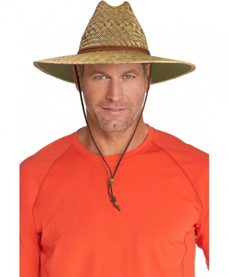 Coolibar UPF 50+ Men's Straw Beach Hat - Sun Protective - Natural - CP12EGDDU37