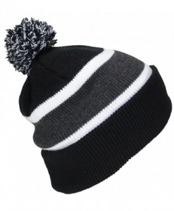 Best Winter Hats Quality Cuffed Cap with Large Pom Pom (One Size)(Fits Large Heads) - Black/Darkgray - CF11J4LWUSD