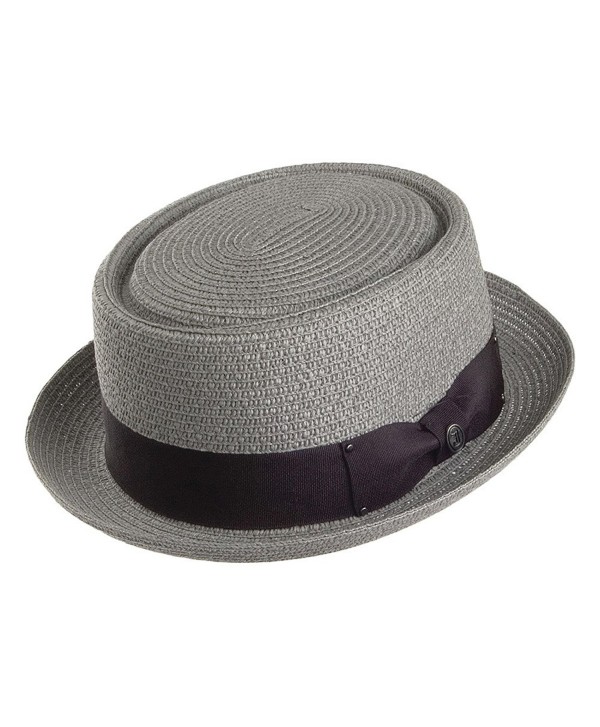 Jaxon Hats Toyo Braid Pork Pie Hat - Grey - CB11JQQTCKZ