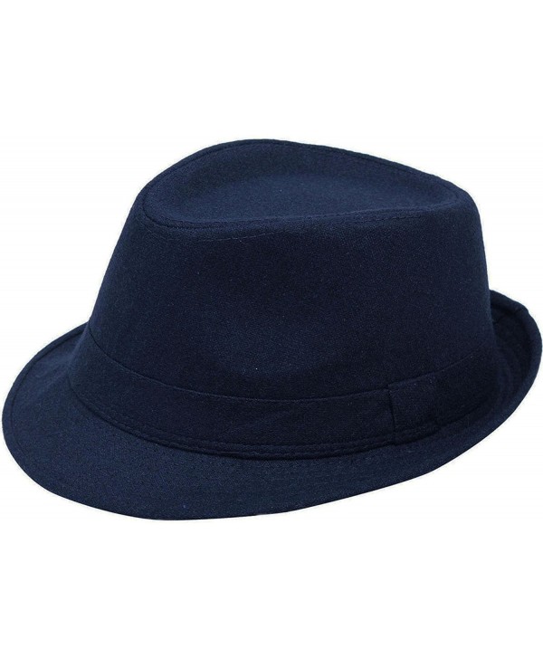 Fashion Wear Manhattan Fedora Hat Design for Men - Navy - C911FQZX6GV